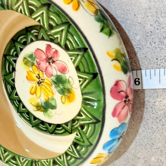 Costa Rican Art Pottery Bowl Geo Floral Motif Trinket Key Dish VTG Chic Decor - Picture 8 of 11